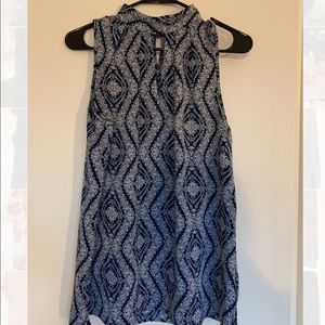 Navy blue halter top with white floral print